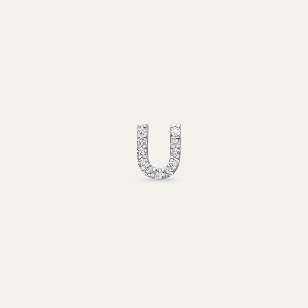 U Letter Diamond White Gold Piercing