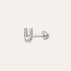 U Letter Diamond White Gold Piercing