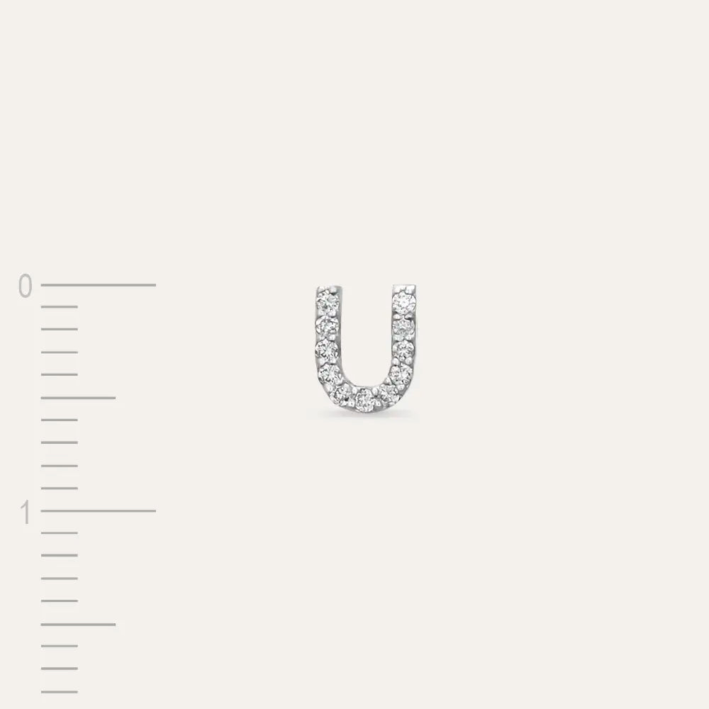 U Letter Diamond White Gold Piercing