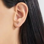 Ü Harf Pırlanta Taşlı Rose Altın Piercing