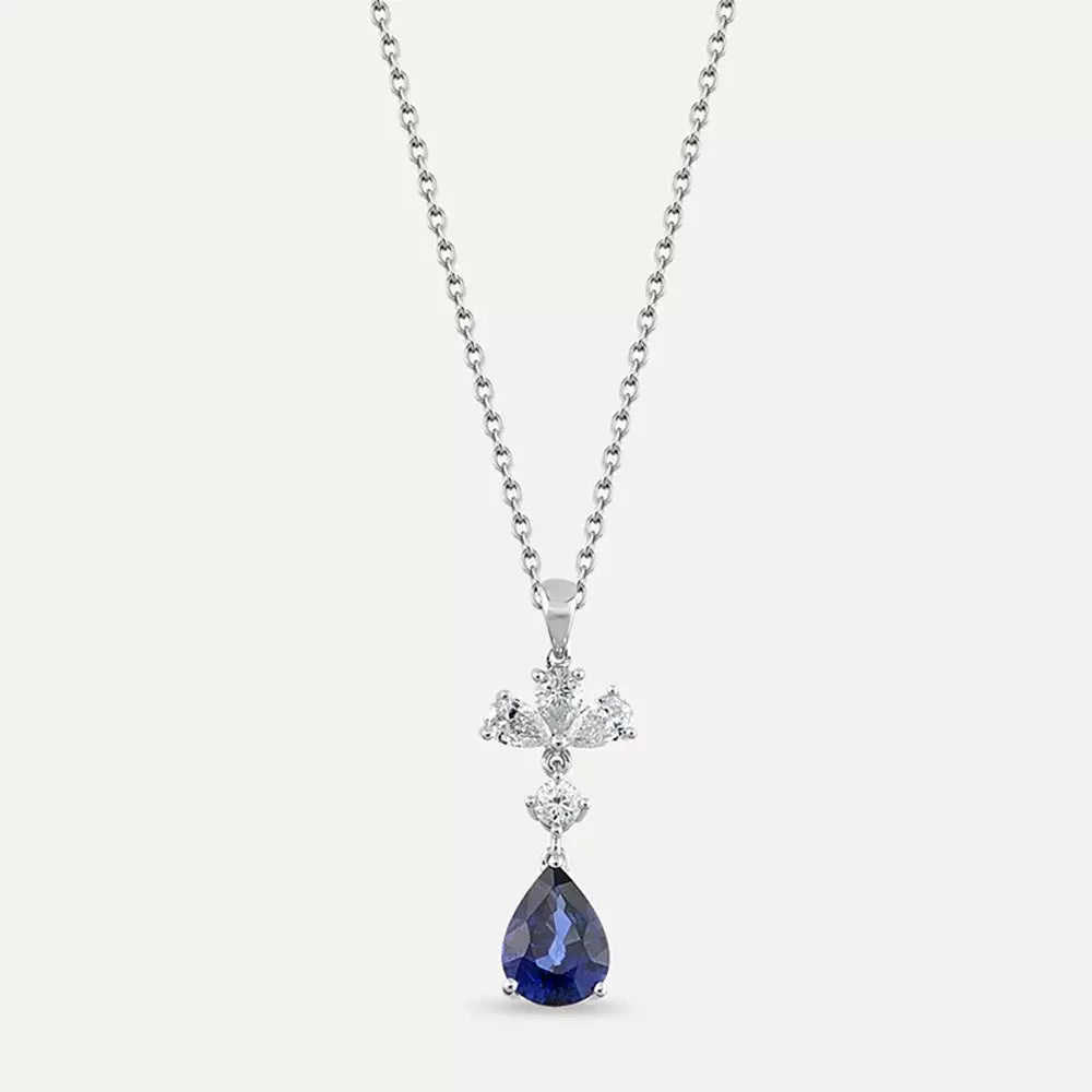 Vanya Sapphire and Diamond White Gold Necklace