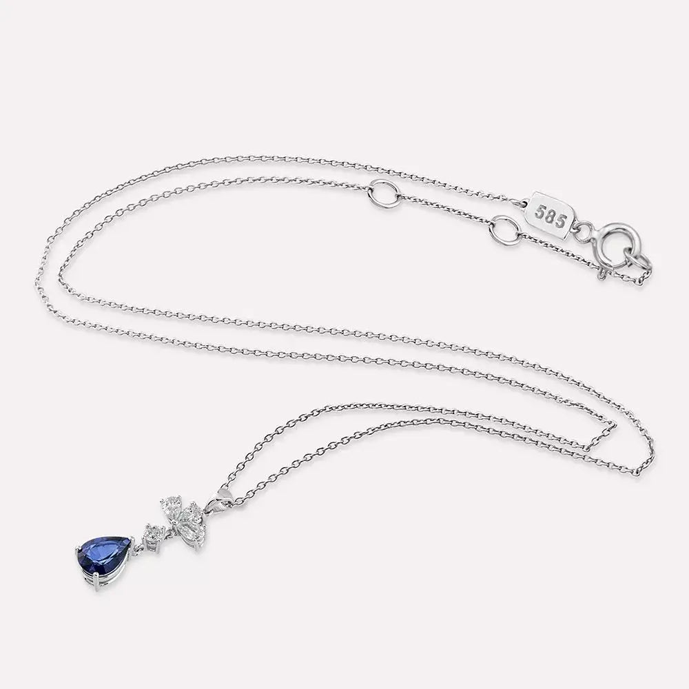 Vanya Sapphire and Diamond White Gold Necklace