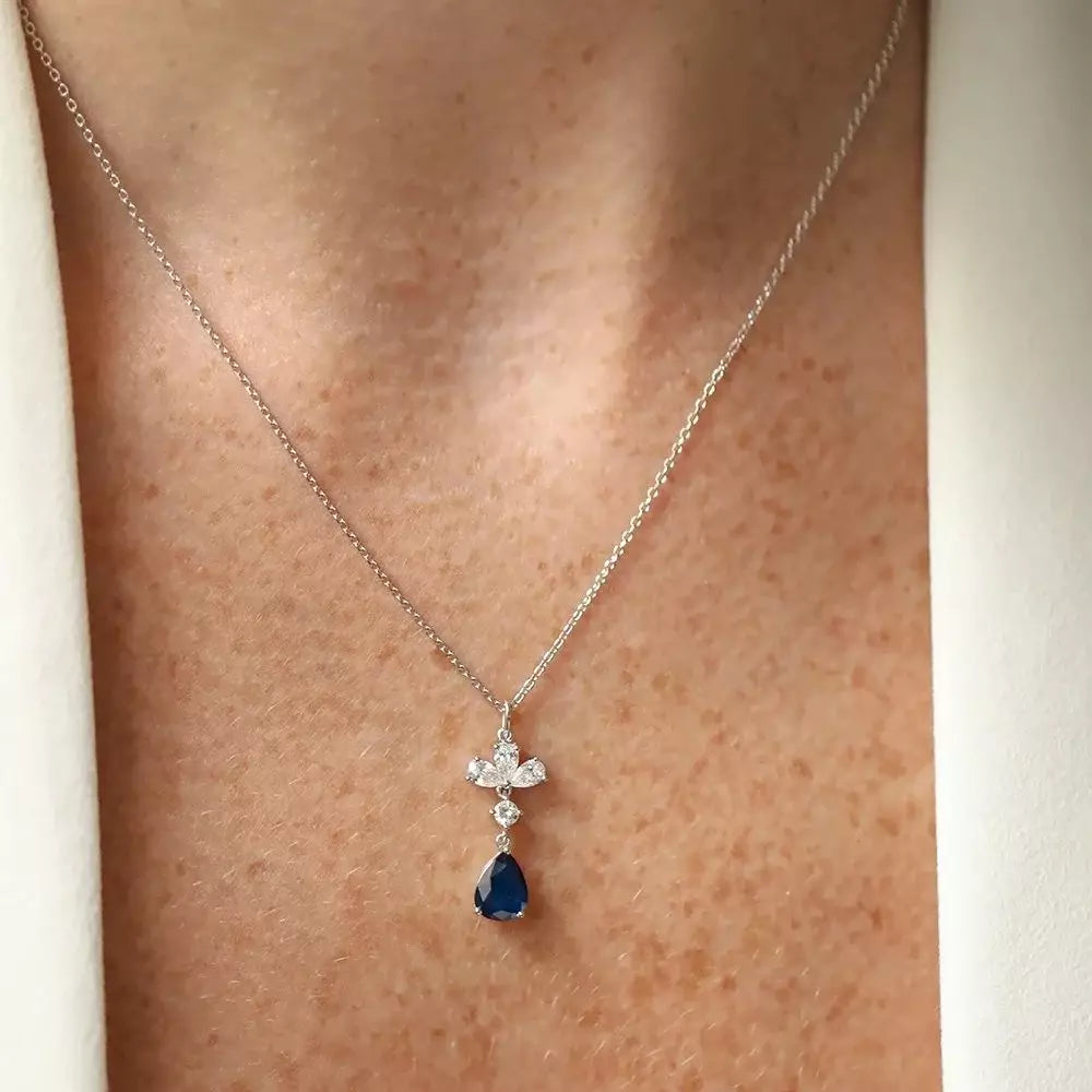 Vanya Sapphire and Diamond White Gold Necklace
