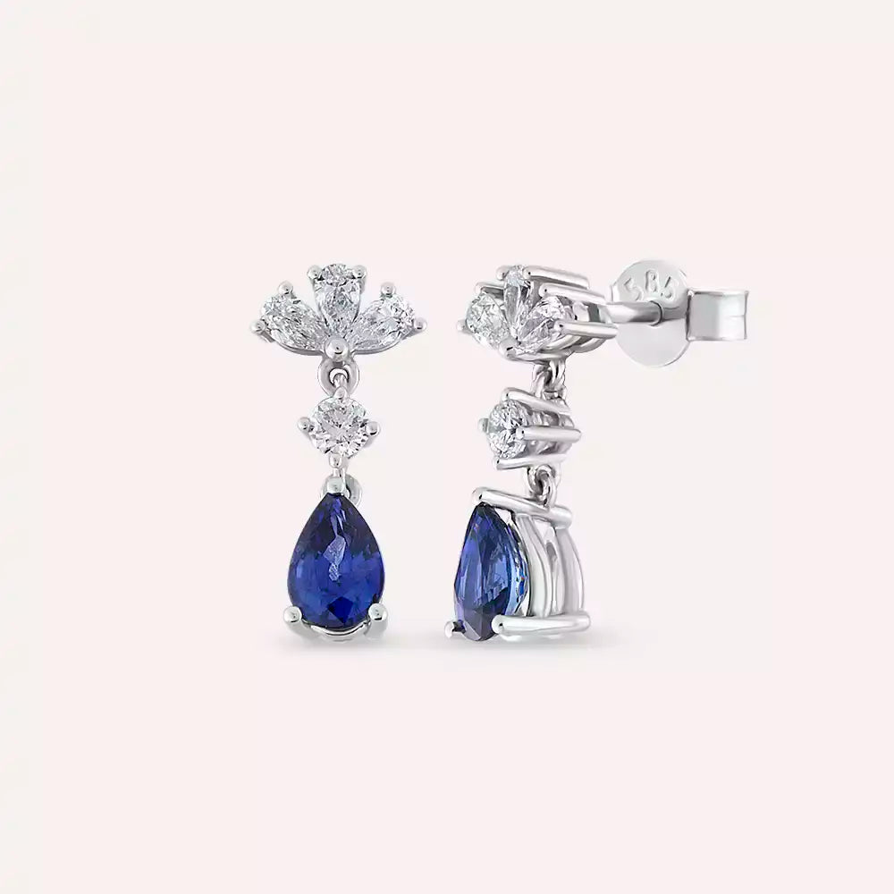 Vanya Sapphire and Diamond White Gold Earrings