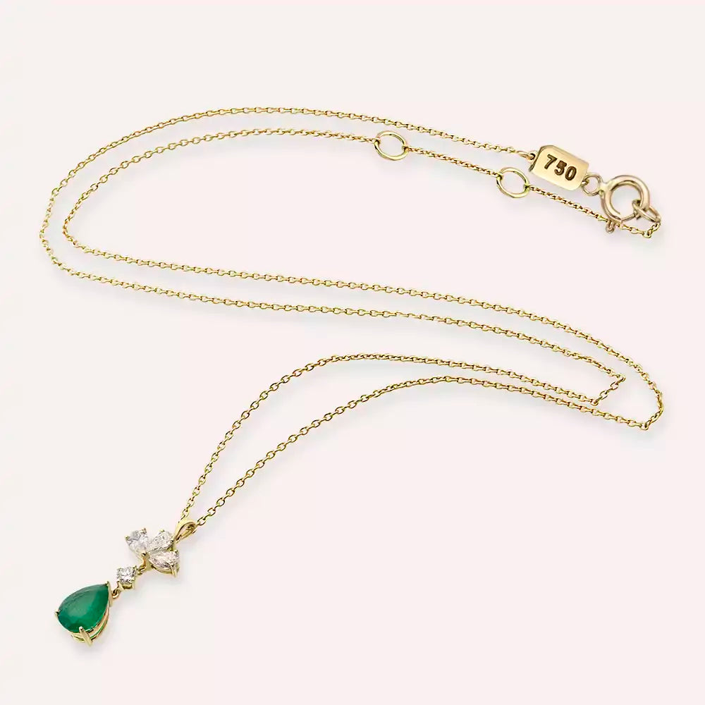 Vanya Emerald and Diamond Yellow Gold Necklace