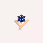 Vela Blue Safir Taşlı Rose Altın Piercing