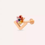 Vela Multicolor Safir Taşlı Rose Altın Piercing