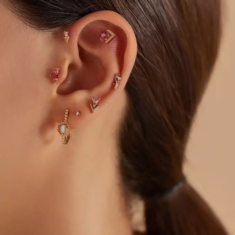 Vela Multicolor Sapphire and Diamond Rose Gold Piercing