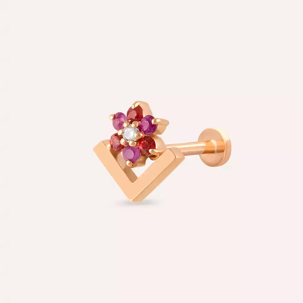Vela Multicolor Sapphire and Diamond Rose Gold Piercing