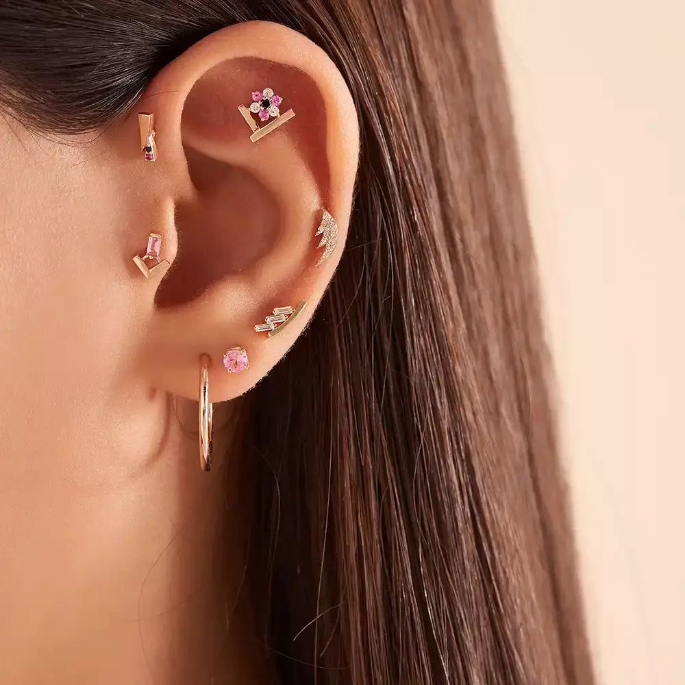 Vela Diamond and Multicolor Sapphire Rose Gold Piercing