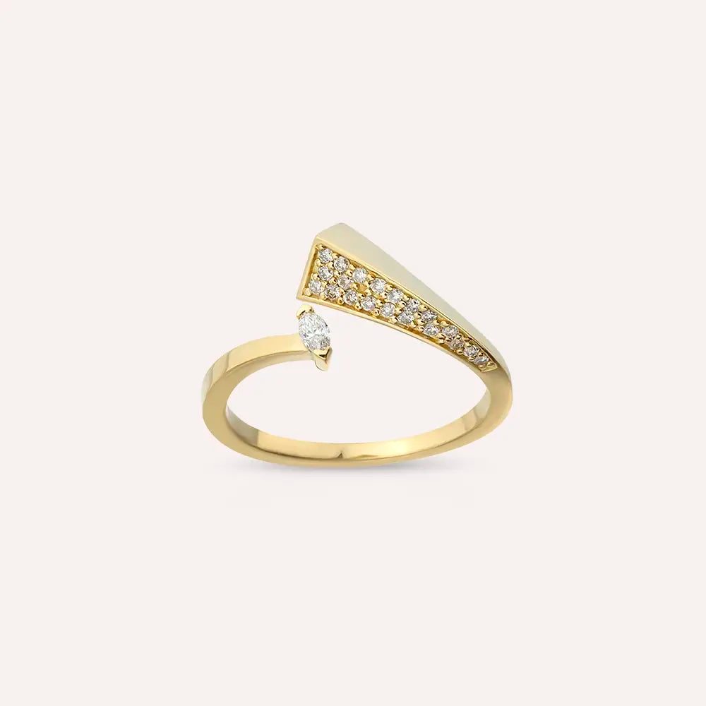 Vena 0.21 CT Marquise Cut Diamond Yellow Gold Ring