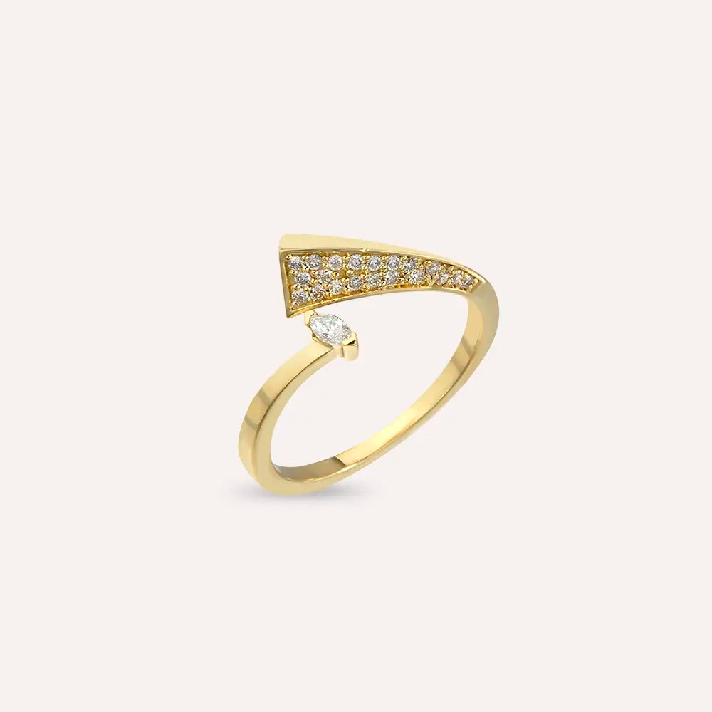Vena 0.21 CT Marquise Cut Diamond Yellow Gold Ring