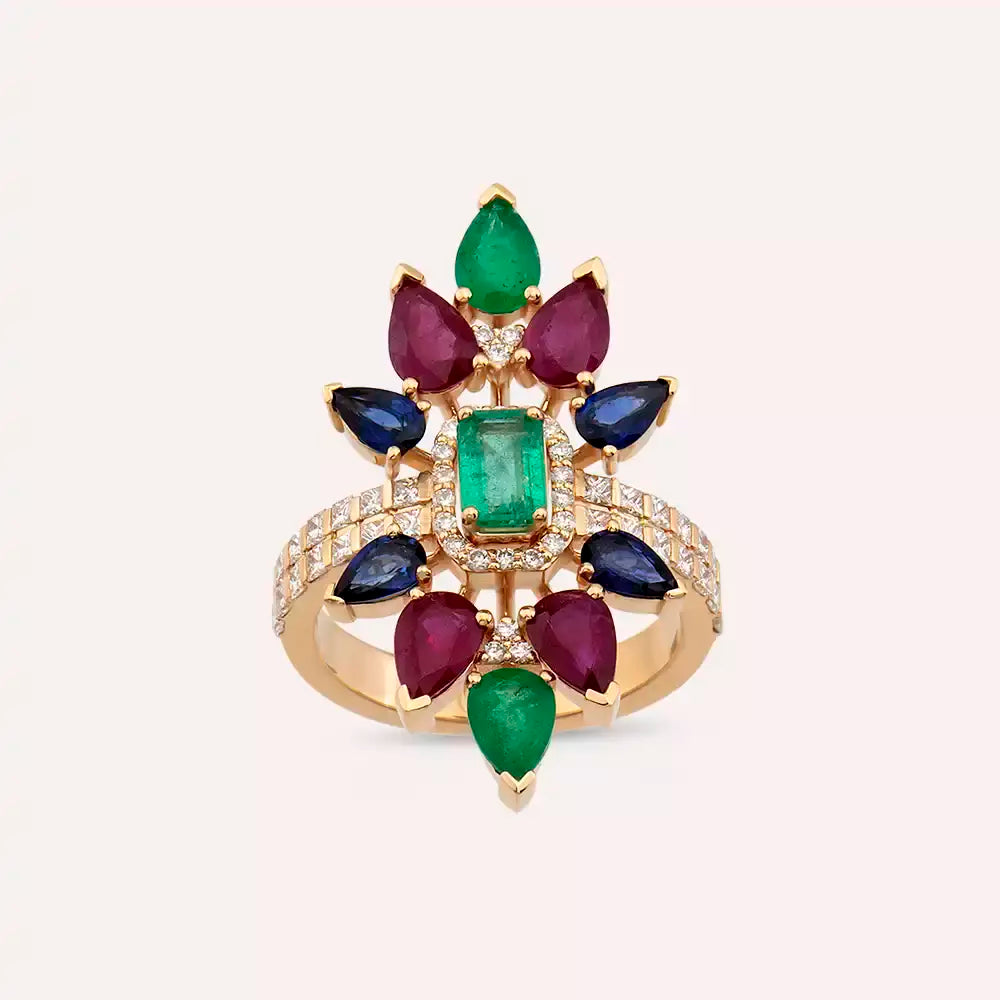 Verona 4.89 CT Diamond and Gemstone Rose Gold Ring