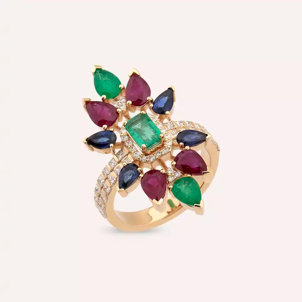 Verona 4.89 CT Diamond and Gemstone Rose Gold Ring