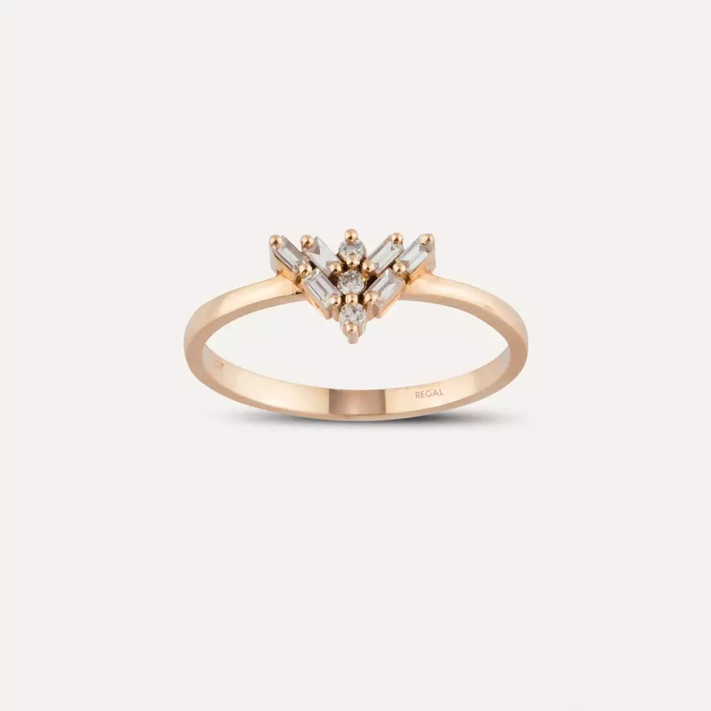 Vetra Baguette Diamond Rose Gold Ring