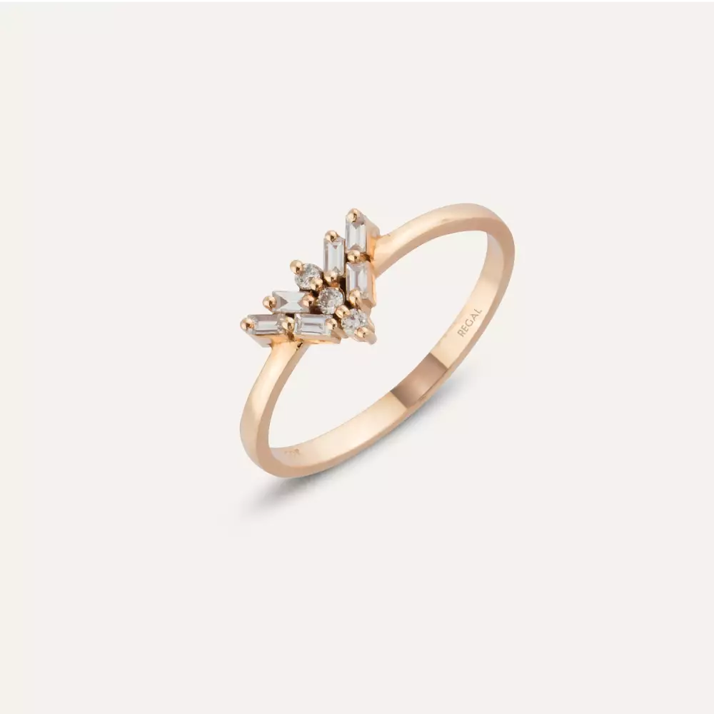 Vetra Baguette Diamond Rose Gold Ring