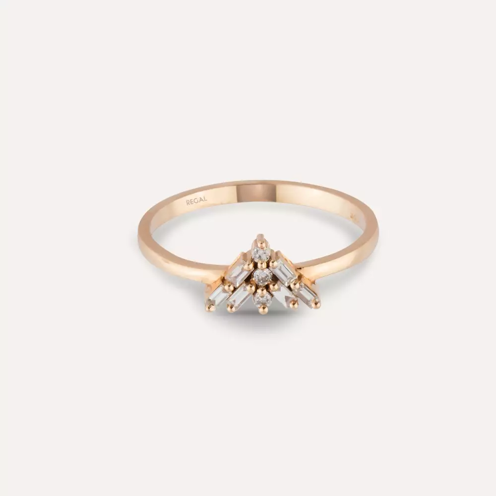 Vetra Baguette Diamond Rose Gold Ring