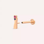 Vina Multicolor Safir Taşlı Rose Altın Piercing