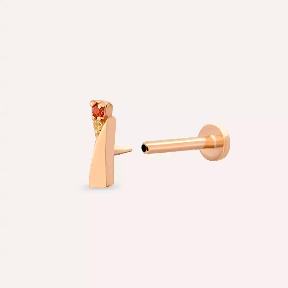 Vina Yellow and Orange Sapphire Rose Gold Piercing