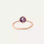 Violet Amethyst and Diamond Rose Gold Ring