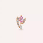 Visal Pink Safir ve Pırlanta Taşlı Rose Altın Piercing
