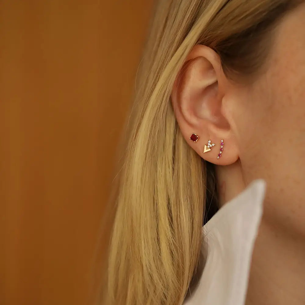 Vivi Pırlanta Taşlı Rose Altın Piercing