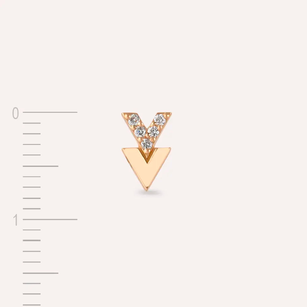Vivi Pırlanta Taşlı Rose Altın Piercing