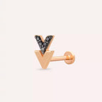 Vivi Siyah Pırlanta Taşlı Rose Altın Piercing