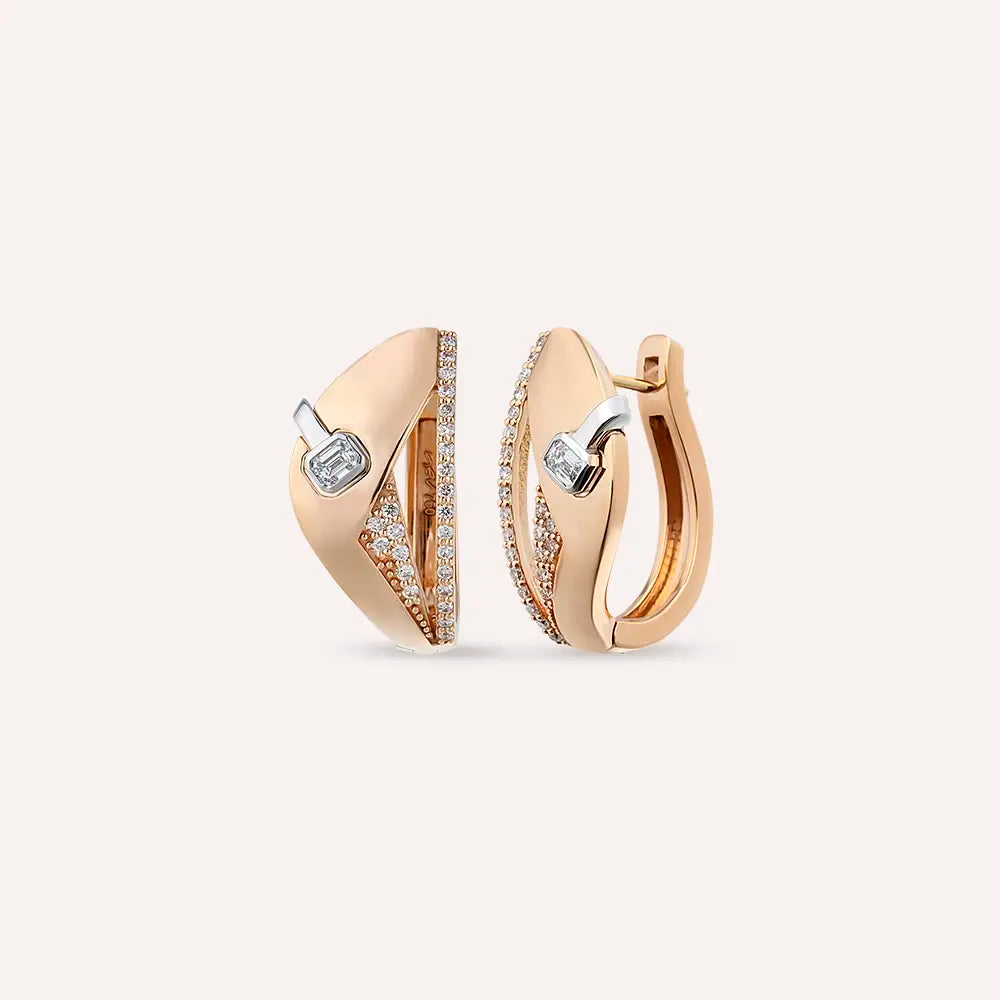 Vortex 0.54 CT Pırlanta Taşlı Rose Altın Küpe
