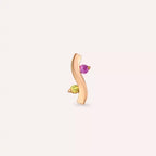 Wave Yellow ve Pink Safir Taşlı Rose Altın Piercing