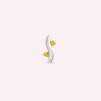 Wavy Yellow Safir Taşlı Beyaz Altın Tek Küpe