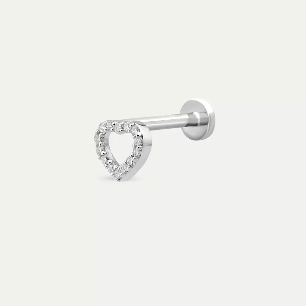 White Cherie Pırlanta Taşlı Beyaz Altın Piercing