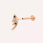 Sharp Pırlanta Taşlı Rose Altın Piercing