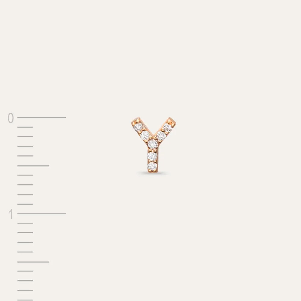Y Letter Diamond Rose Gold Piercing