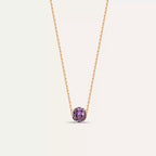 Rose Gold Ball Necklace with Amethyst Stone