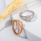 14 Karat Gold Rose Filigree Baguette Ring