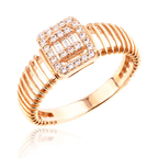 14 Karat Gold Rose Filigree Baguette Ring