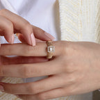 14 Karat Gold Rose Filigree Baguette Ring