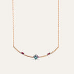 Zena Green Safir ve Yakut Taşlı Rose Altın Kolye
