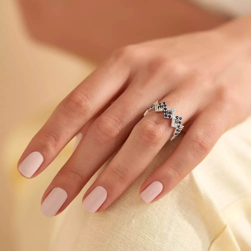 1.49 CT Sapphire and Diamond White Gold Ring