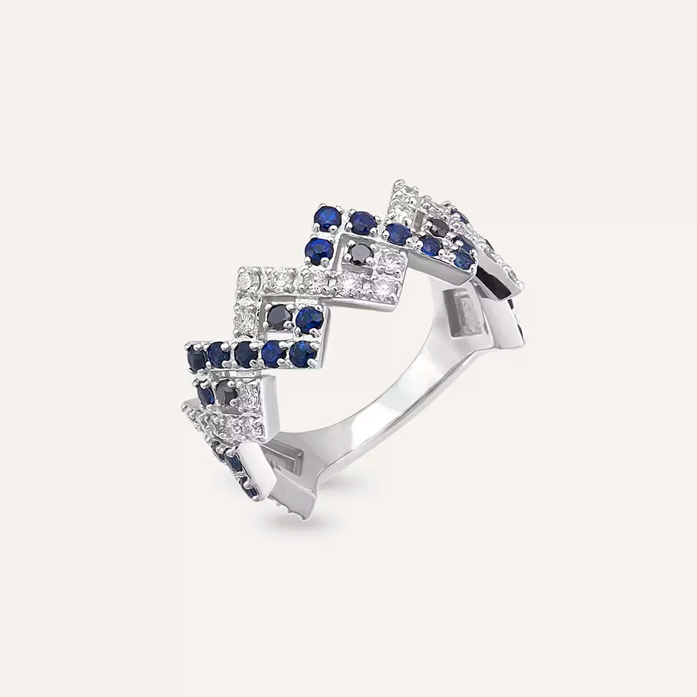 1.49 CT Sapphire and Diamond White Gold Ring