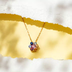 Flower Multicolored Sapphire Rose Gold Necklace