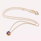 Flower Multicolored Sapphire Rose Gold Necklace