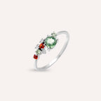 Cosmo Kalp Kesim Green Safir ve Pırlanta Taşlı Beyaz Altın Yüzük