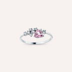 Cosmo Kalp Kesim Pink Safir ve Pırlanta Taşlı Beyaz Altın Yüzük