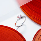 Cosmo Kalp Kesim Pink Safir ve Pırlanta Taşlı Beyaz Altın Yüzük