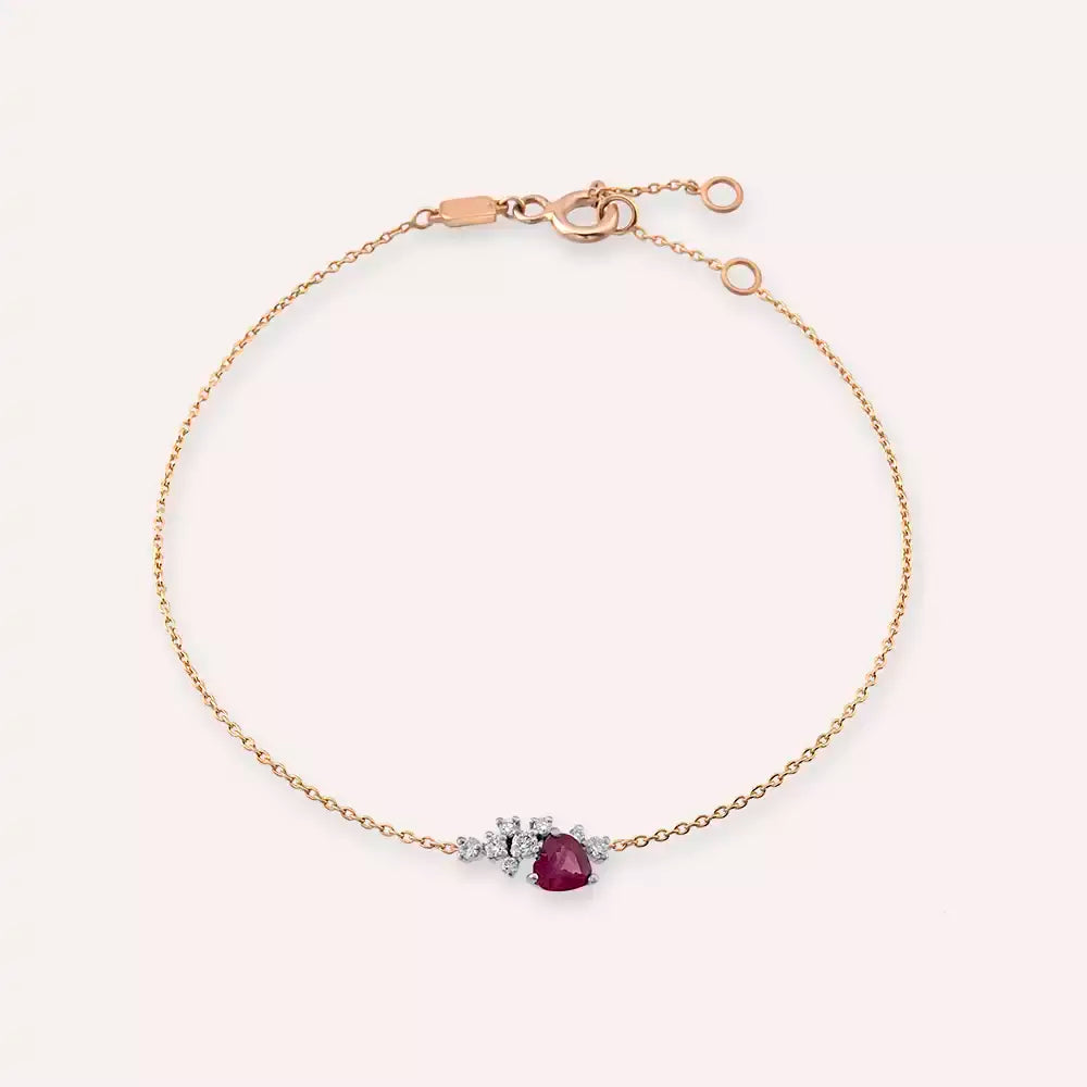 Cosmo Red Sapphire and Diamond Rose Gold Bracelet
