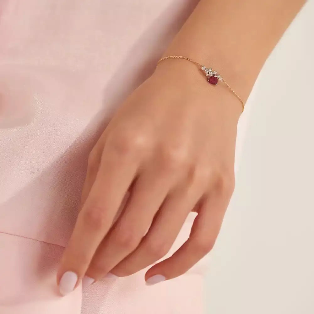 Cosmo Red Sapphire and Diamond Rose Gold Bracelet