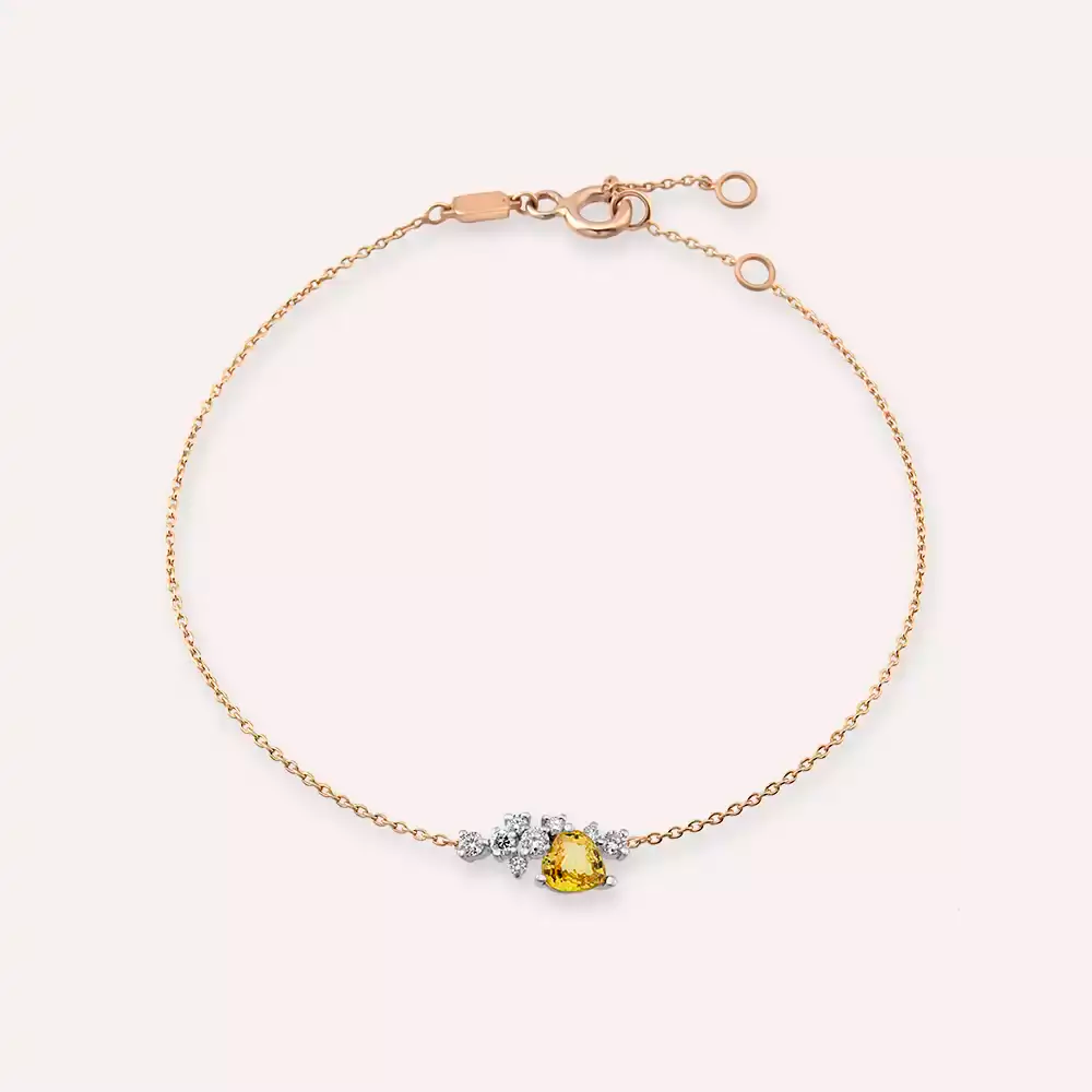 Cosmo Yellow Sapphire and Diamond Rose Gold Bracelet